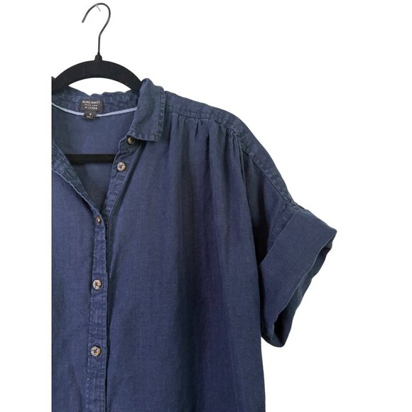 J.Crew Women's 100% Linen Baird McNutt Irish Linen Navy Shirtdress Size Small - Picture 4 of 12
